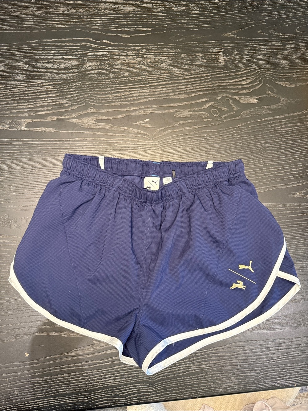 Puma Dark Blue Athletic Shorts with White Trim